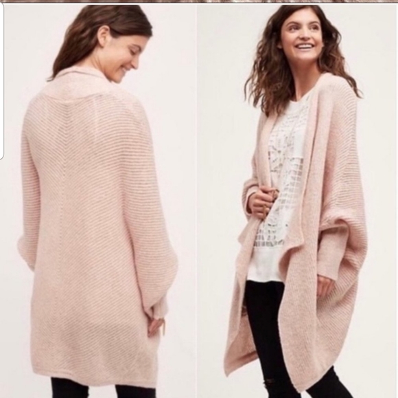 Anthro Sleeping On Snow Cocoon Wool Blend Open Front Sweater Shawl S - Picture 2 of 7